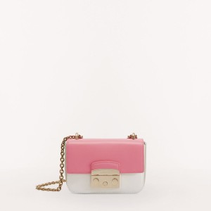 Torba Crossbody Damskie Furla METROPOLIS Różowe Białe | 9247-BJZSC