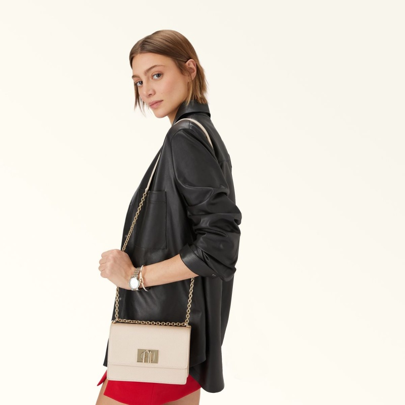 Torba Crossbody Damskie Furla 1927 Kremowe | 7061-SWFMV