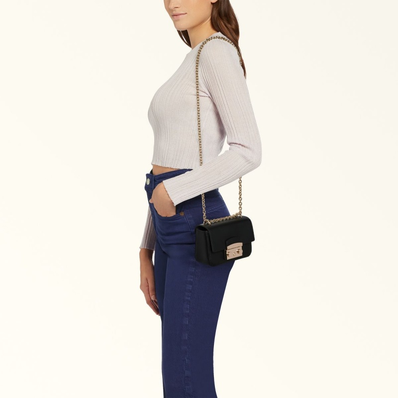 Torba Crossbody Damskie Furla METROPOLIS Czarne | 0519-IYTHP