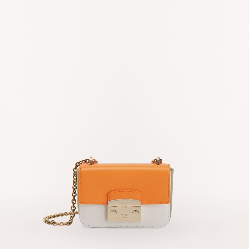 Torba Crossbody Damskie Furla METROPOLIS Pomarańczowe Białe | 3257-HNIBC