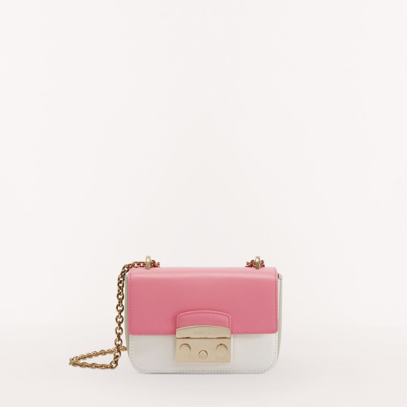 Torba Crossbody Damskie Furla METROPOLIS Różowe Białe | 9247-BJZSC