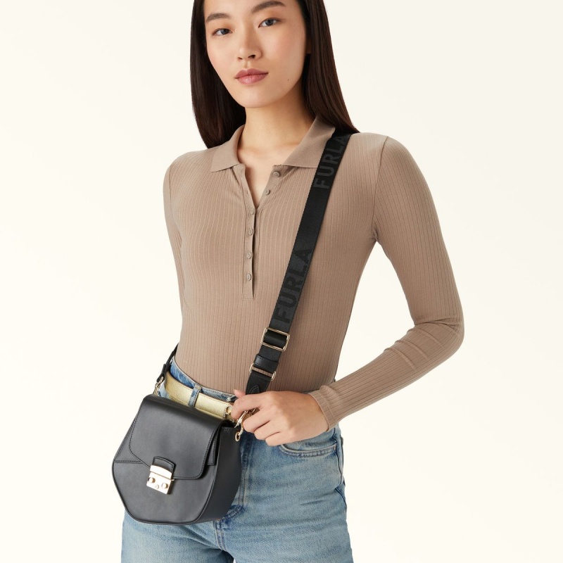 Torba Crossbody Damskie Furla METROPOLIS PRISMA Czarne | 7502-JSIEB