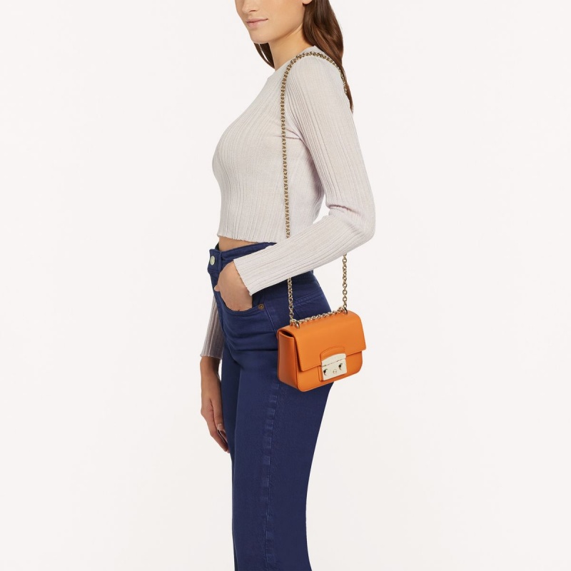 Torba Crossbody Damskie Furla METROPOLIS Pomarańczowe | 6093-BTZAH