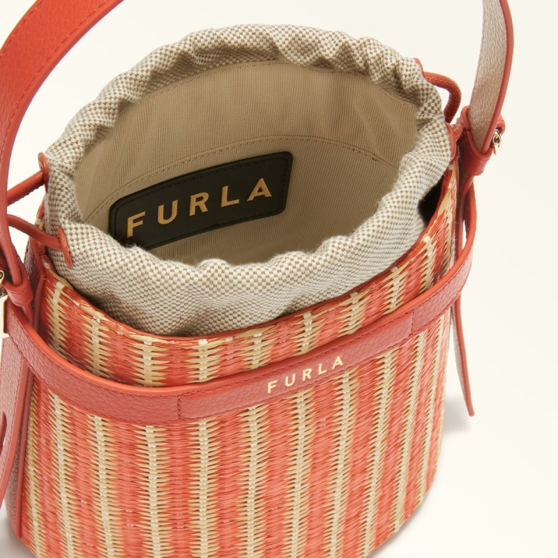 Torebka Bucket Bag Damskie Furla GIOVE Czerwone Żółte | 5469-TJDYP