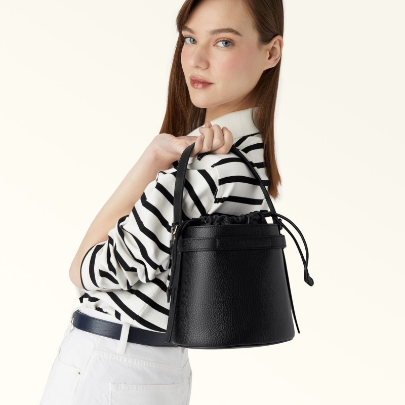 Torebka Bucket Bag Damskie Furla GIOVE Czarne | 4735-LWYZF