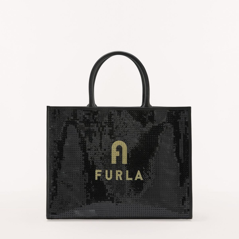 Totes Damskie Furla OPPORTUNITY Czarne | 3605-NLUPV